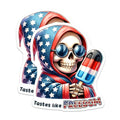 (2 Pack) Patriotic Skull Magnets - Tastes Like Freedom - USA Pride - Popsicle Design - 5" On Longest Side - for Cars, Fridges, Toolboxes - Made in USA - MAG7922