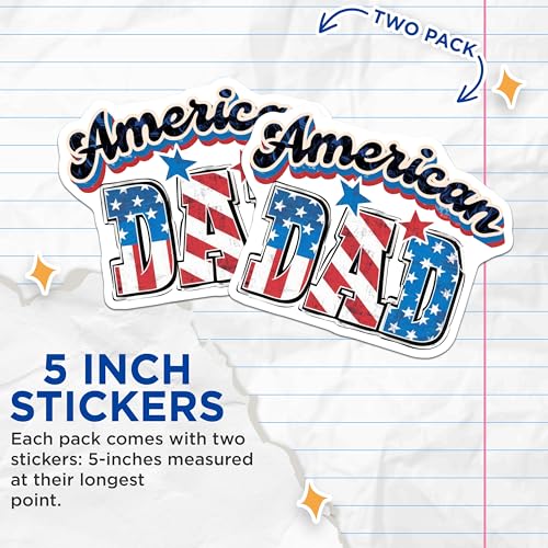 (2 Pack) American Dad Stickers - 5" On Longest Side - Sticks to Smooth Flat Surfaces - Made in USA - BMCS8503 - BMCS8503