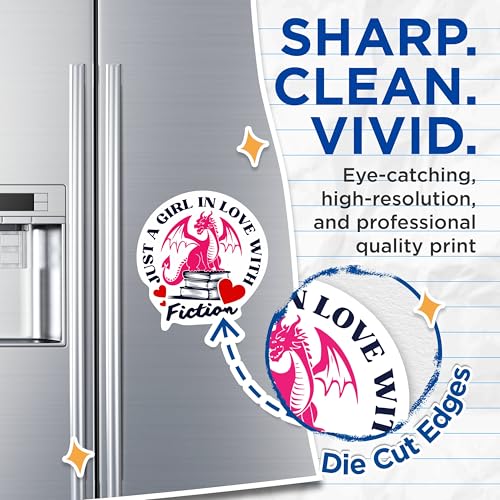 (2 Packs) Just A Girl in Love with Fiction Magnets - Book Reader Love to Read Magnets - 5 Inches On Longest Side - Premium Magnet - for Fridges, Toolboxes, Cars - Made in USA - MAG2300
