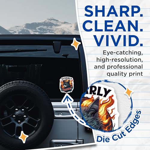 (2 Pack) Clearly Thriving Stickers - Cat Sticker Pack - Motivational Cat Stickers - 5" On Longest Side - Sticks to Smooth Flat Surfaces - Made in USA - BMCS4347