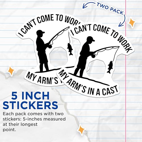 (2 Pack) I Can't Come to Work Stickers - 5" On Longest Side - Sticks to Smooth Flat Surfaces - Made in USA - BMCS8769 - BMCS8769