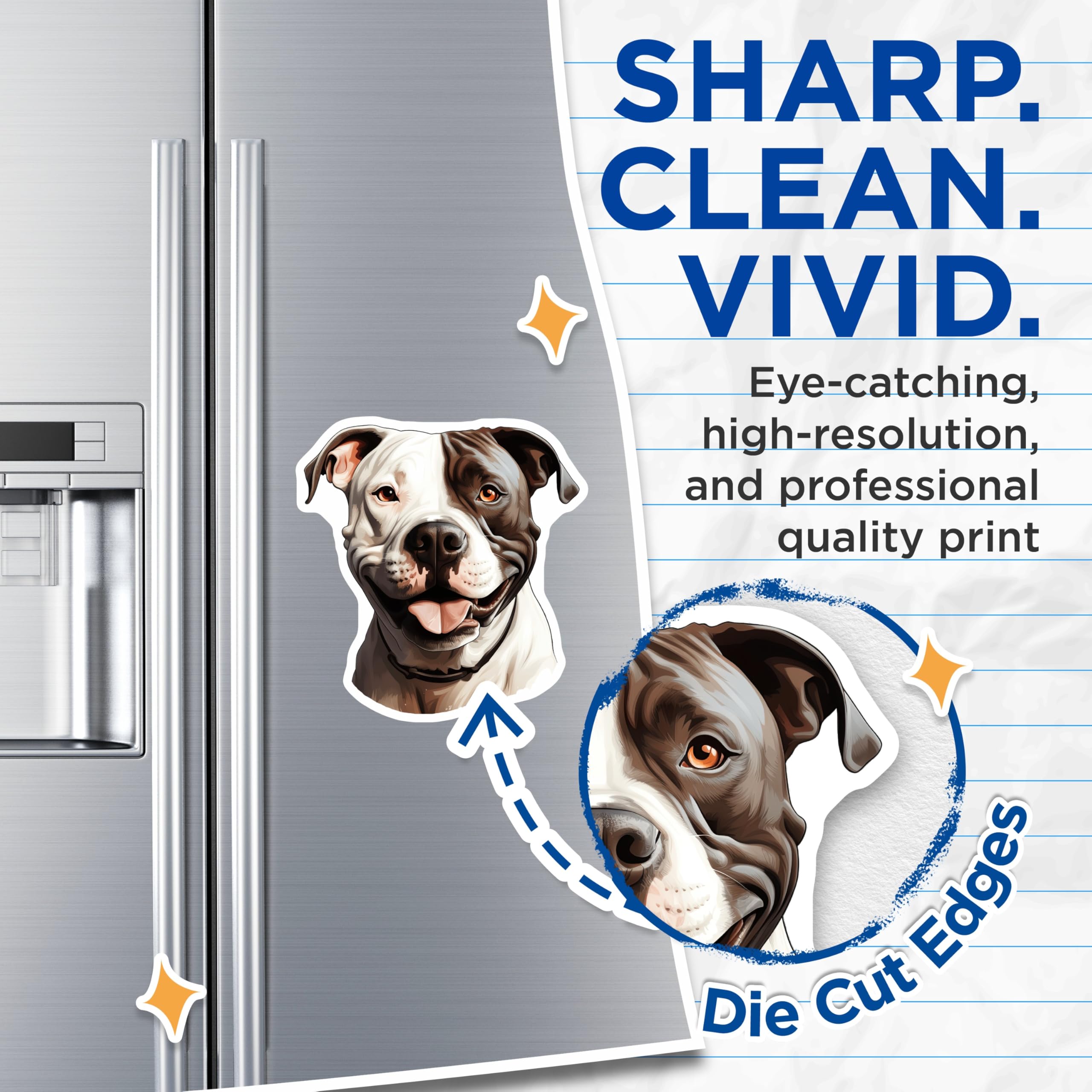 (2 Pack) Smiling Pitbull Magnets - American Bully Decor - Happy Dog Lover Kitchen Accessory - Pitbull Mom Gift Idea - 5 Inches On Longest Side - Thick Durable Magnet - Made in USA - MAG30345