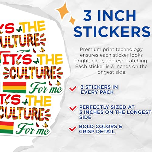 (3 Pack) Culture Decals - It's The Culture for Me - Laptop Stickers - 3 Inches On Longest Side - Easy Peel & Apply - Made in USA - 3MCS6122