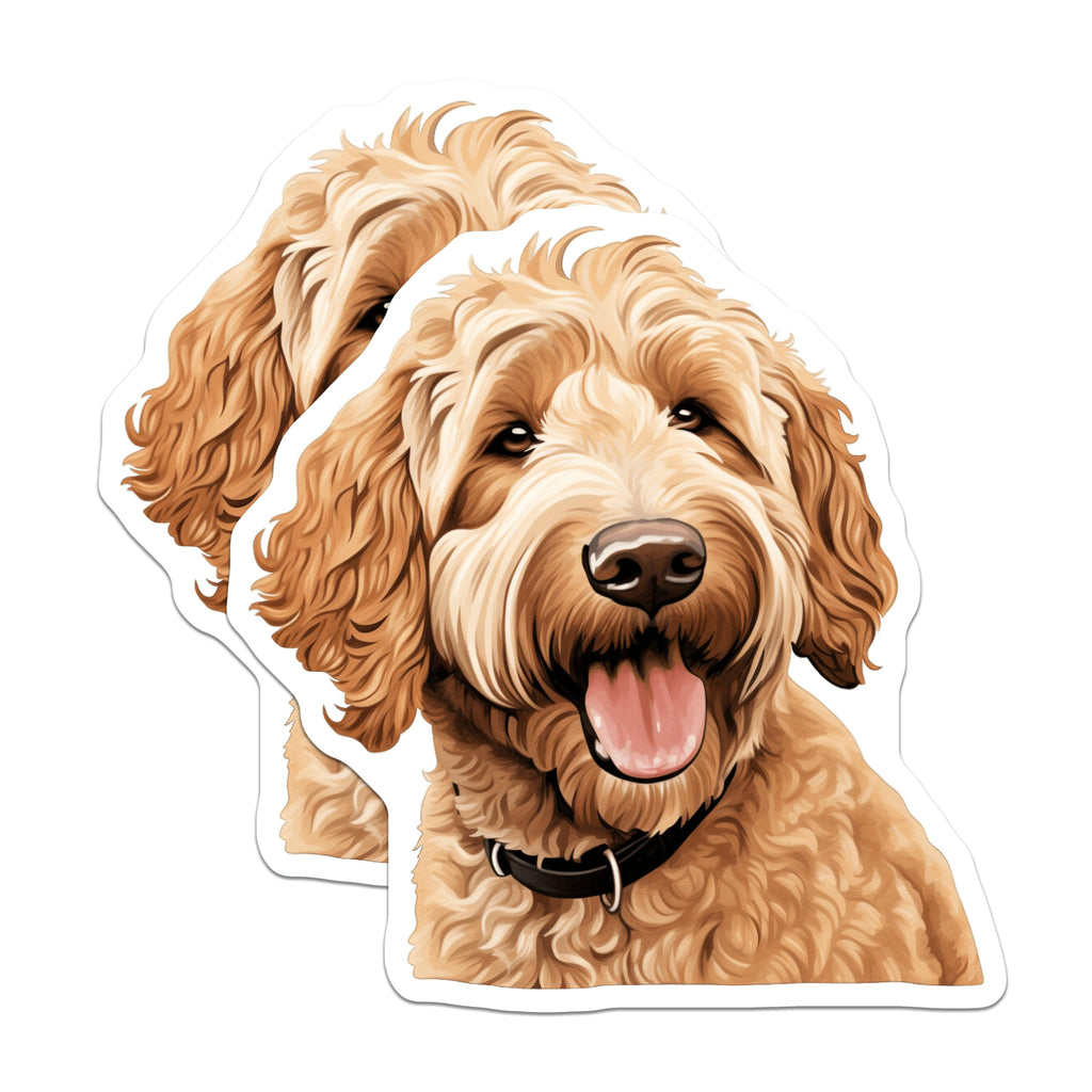 (2 Pack) Goldendoodle Dog Magnets - Happy Doodle Pet Decor - Dog Mom Fridge Accessory - Animal Lover Locker Magnet - 5 Inches On Longest Side - Thick Durable Magnet - Made in USA - MAG27878