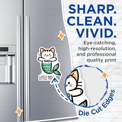 (2 Pack) Cute Cat Magnets - Mermaid Cat Fridge - Fun Kitchen Decor Little Mewmaid - Adorable Kitten - 5" On Longest Side - for Cars, Toolboxes, Lockers - Made in USA BMCS3132