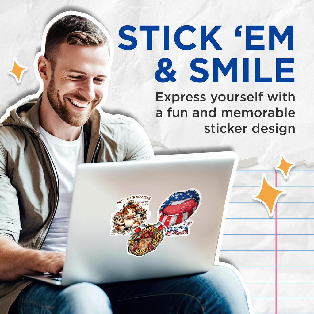 (2 Pack) Mess with My Cows Stickers - Crazy Heifer Stickers - Funny Farm Animal Stickers - 5" On Longest Side - Sticks to Smooth Flat Surfaces - Made in USA - BMCS3774