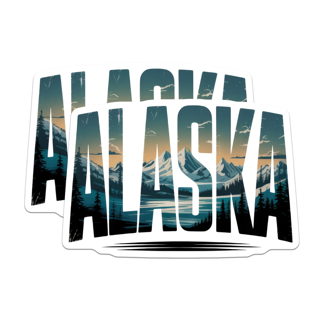 (2 Pack) Alaska Magnets - Mountain Landscape Art - State Pride Souvenir - 5" On Longest Side - Premium Magnet - for Cars, Refrigerators, Toolboxes, Lockers - Made in USA - MAG17250