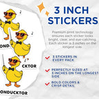 (3 Pack) Conducktor Decals - Duck Conductor - Funny Duck - Laptop Decal - 3 Inches On Longest Side - Easy Peel & Apply - Made in USA - 3MCS8714