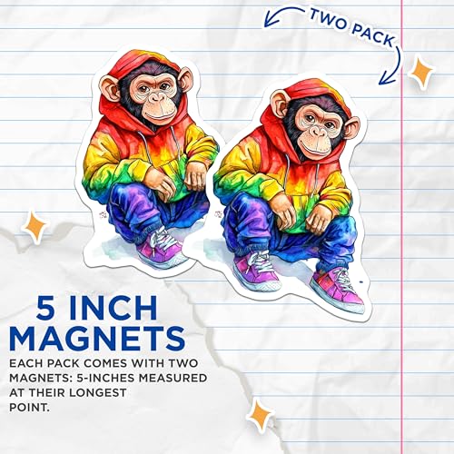 (2 Pack) Rainbow Outfit Decor Magnet - Nursery Animals - 5" On Longest Side - Sticks to Smooth Flat Surfaces - Made in USA - MAG9499