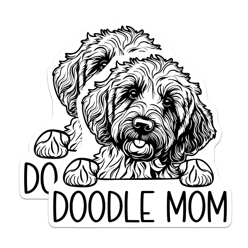 (2 Pack) Doodle Mom Stickers - Dog Lover Stickers - Pet Owner Stickers for Water Bottles and Laptops - 5" On Longest Side - Sticks to Smooth Flat Surfaces - Made in USA - BMCS4686