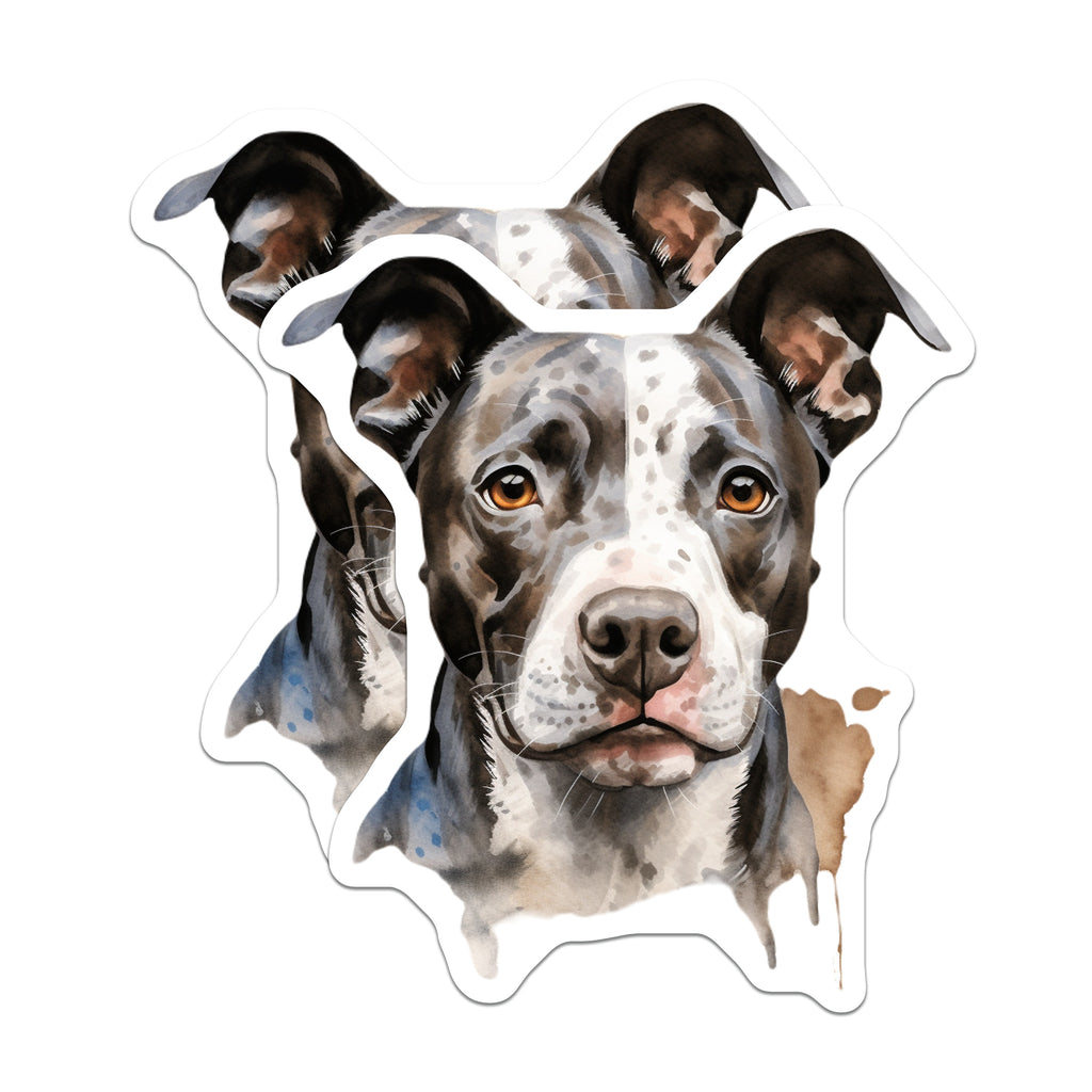 (2 Pack) Pitbull Dog Magnets - Watercolor Pet Portrait - Bully Breed Love - Dog Mom Dad Fridge Locker Art - 5 Inches On Longest Side - Thick Durable Magnet - Made in USA - MAG38474