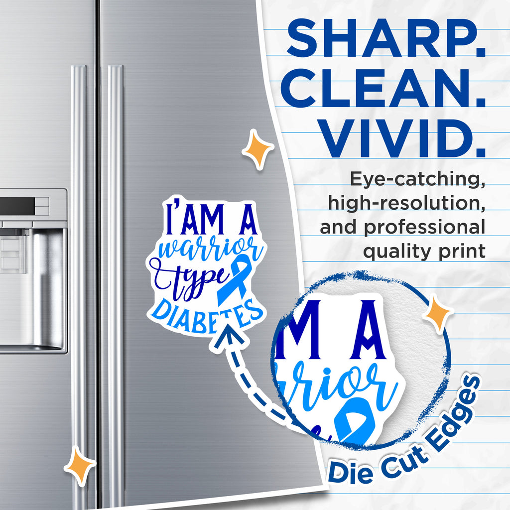 (2 Pack) Diabetes Warrior Magnets - Type 1 Awareness - Chronic Illness Support - 5 Inches On Longest Side - Thick Durable Magnet - Made in USA - MAG38627