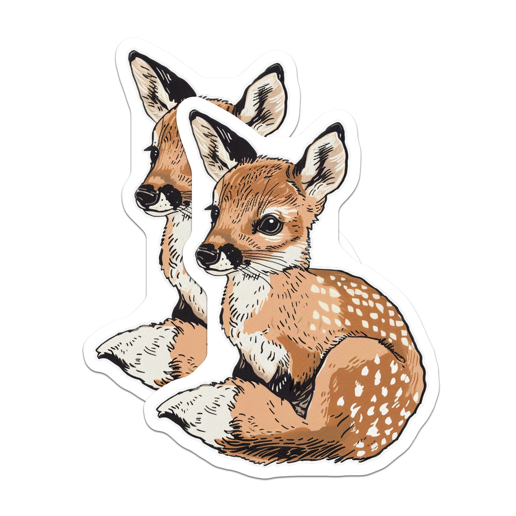 (2 Pack) Cute Fawn Magnets - Woodland Animal Decor - Nursery Refrigerator Accent - 5 Inches On Longest Side - Thick Durable Magnet - Made in USA - MAG37921