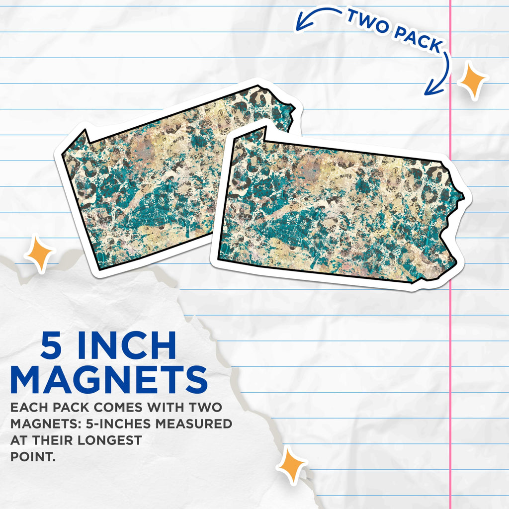 (2 Pack) Pennsylvania State Magnets - Abstract Art Design - Fridge Magnets Decorative - 5" On Longest Side - Premium Magnet - for Cars, Refrigerators, Toolboxes, Lockers - Made in USA - MAG17327