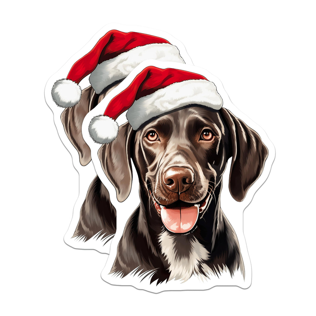 (2 Pack) Christmas Dog Magnets - Santa Hat Labrador Decor - Holiday Pet Refrigerator Accessory - 5 Inches On Longest Side - Thick Durable Magnet - Made in USA - MAG25040