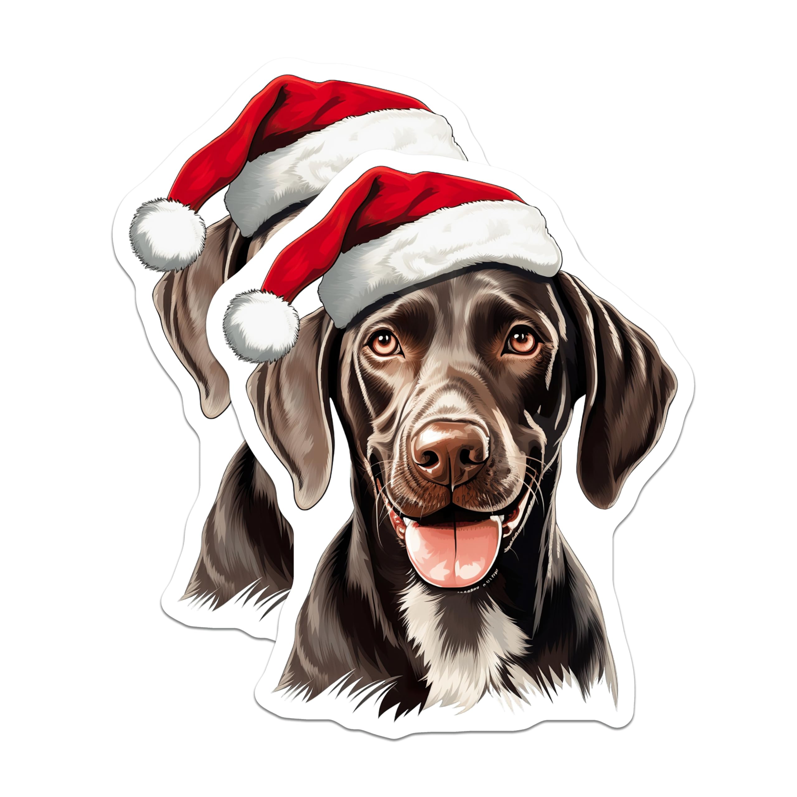 (2 Pack) Christmas Dog Magnets - Santa Hat Labrador Decor - Holiday Pet Refrigerator Accessory - 5 Inches On Longest Side - Thick Durable Magnet - Made in USA - MAG25040
