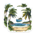 (2 Pack) Tropical Beach Car Magnets - Palm Tree Scenery - Ocean View Decor - Island Paradise Magnets - 5 Inches On Longest Side - Thick Durable Magnet - Made in USA - MAG26670