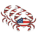 (3 Pack) American Flag Crab Decals - Patriotic Crab Decal - USA Crab Decal - 3 Inches On Longest Side - Easy Peel & Apply - Made in USA - 3MCS7404