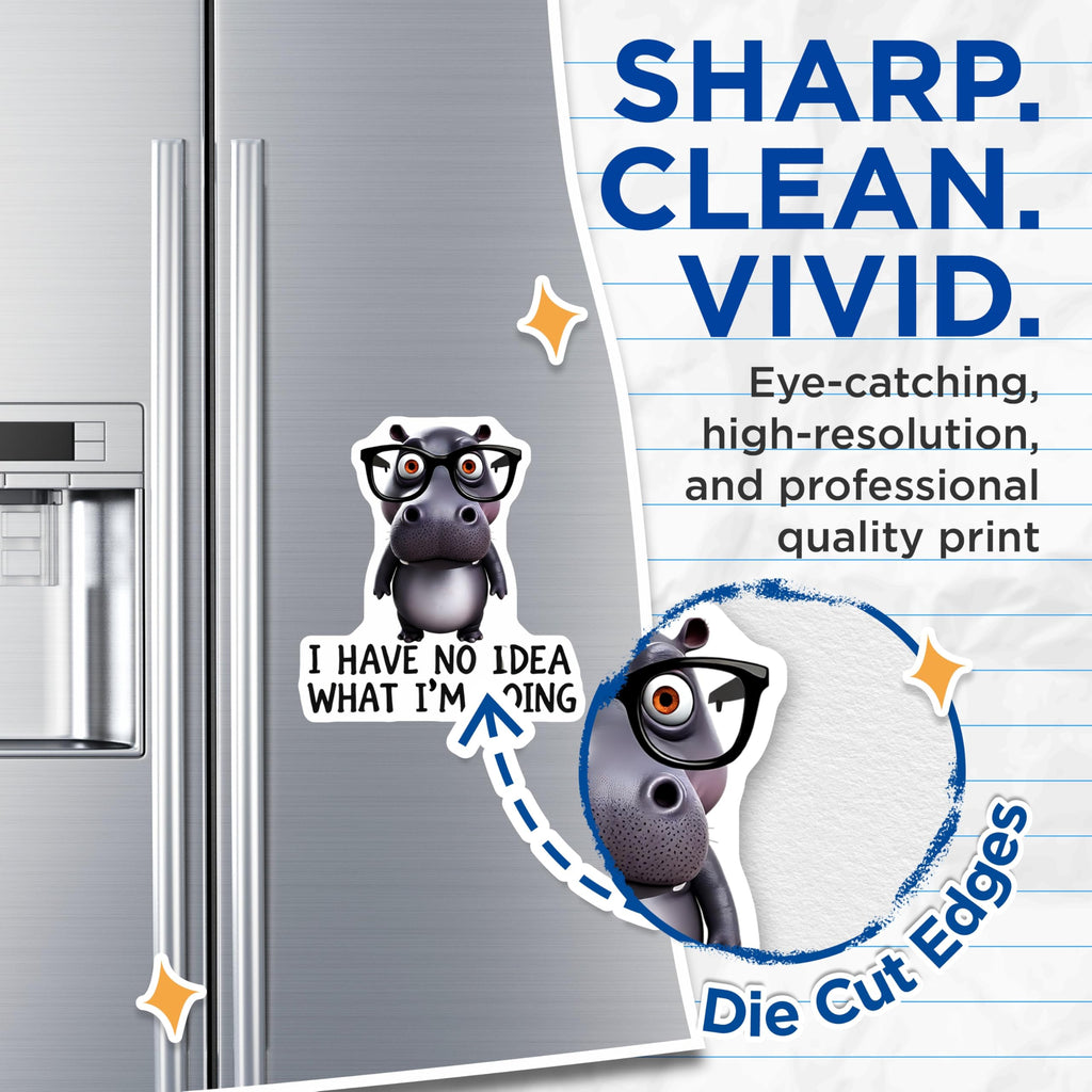 (2 Pack) Hippo Refrigerator Magnets - Funny Animal Art - Quirky Home Decor - 5" On Longest Side - Premium Magnet - for Cars, Refrigerators, Toolboxes, Lockers - Made in USA - MAG16037
