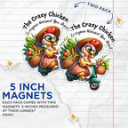(2 Pack) The Crazy Chicken Magnets - Funny Chicken Magnets - Kitchen Decor Magnets - Farmhouse Magnets for Chicken Lovers- 5" On Longest Side - for Fridges, Toolboxes, Cars - Made in USA - MAG2922