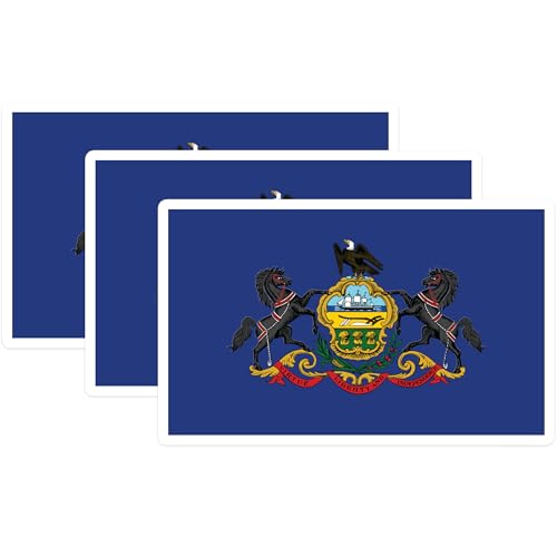 (3 Pack) Pennsylvania Flag Decals - State Pride - Laptop Decal - 3 Inches On Longest Side - Easy Peel & Apply - Made in USA - 3MCS0210