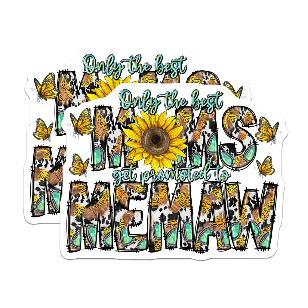(2 Pack) Mimi to Memaw Magnets - Country Grandparent Saying - Sunflower Butterfly Accents - Rustic Farmhouse Decor - 5 Inches On Longest Side - Thick Durable Magnet - Made in USA - MAG23814