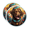 (2 Pack) Christmas Labrador Magnets - Happy Dog Holiday Decor - Festive Pet Refrigerator Art - 5 Inches On Longest Side - Thick Durable Magnet - Made in USA - MAG27217
