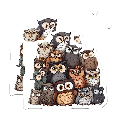 (2 Pack) Cute Owl Stickers - Woodland Friends Owl Stickers - Adorable Animal Stickers - 5" On Longest Side - Sticks to Any Smooth Flat Surface - Made in USA - BMCS3060