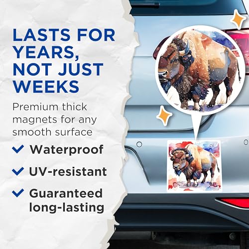 (2 Pack) Buffalo Animal Magnets Magnets - 5" On Longest Side - Made in USA - Sticks to Refrigerators & Metal Surfaces - MAG8680