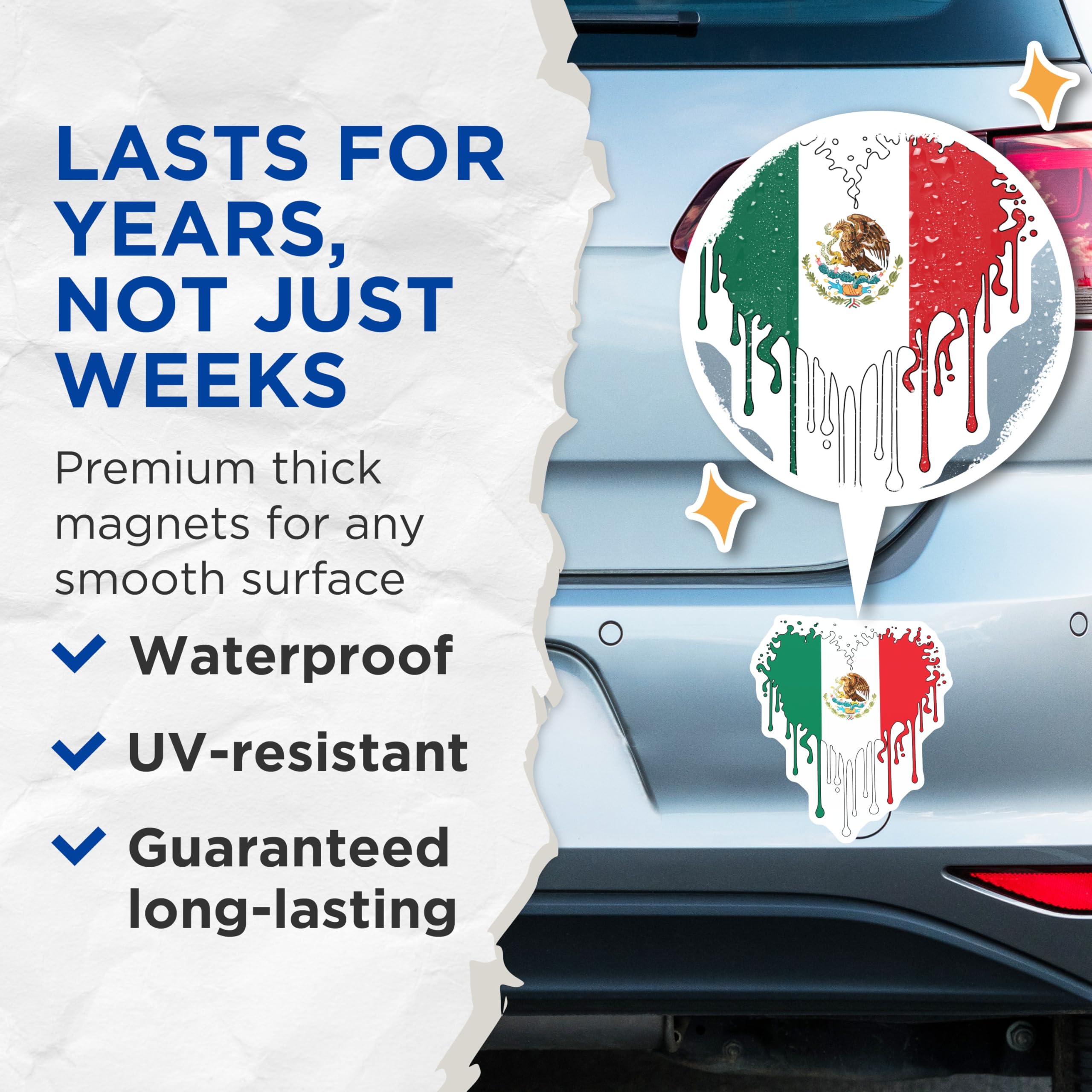 (2 Pack) Melting Mexican Flag Heart Magnets - Mexico Patriotism Magnets - Cultural Fridge Decor - 5 Inches On Longest Side - Thick Durable Magnet - Made in USA - MAG19283