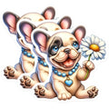 (3 Pack) French Bulldog Decals - Puppy with Flower - Laptop Decals - 3 Inches On Longest Side - Easy Peel & Apply - Made in USA - 3MCS8349