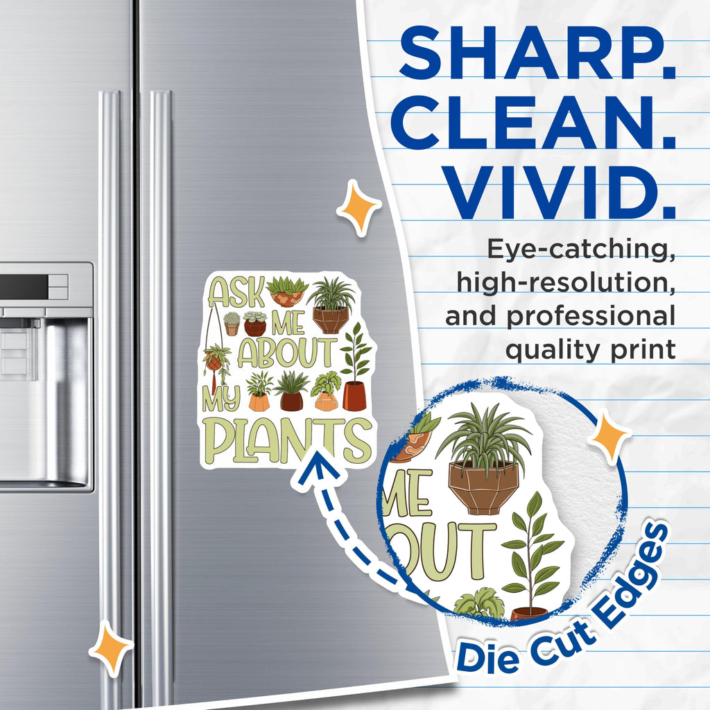 (2 Pack) Ask Me About My Plants Magnets - Plant Lover Decor - Houseplant Enthusiast Gift - 5" On Longest Side - Premium Magnet - for Cars, Refrigerators, Toolboxes, Lockers - Made in USA - MAG18632