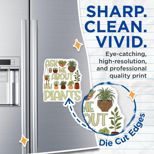 (2 Pack) Ask Me About My Plants Magnets - Plant Lover Decor - Houseplant Enthusiast Gift - 5" On Longest Side - Premium Magnet - for Cars, Refrigerators, Toolboxes, Lockers - Made in USA - MAG18632