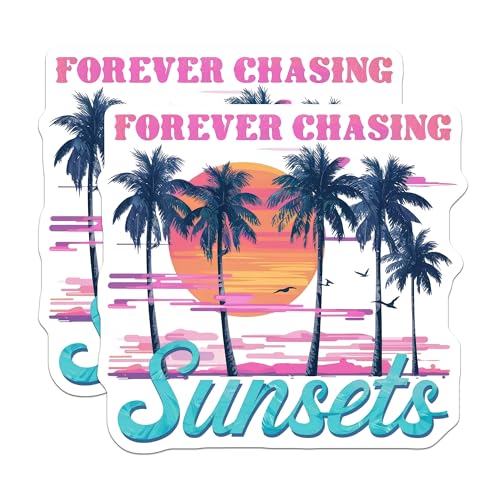 (2 Pack) Forever Chasing Sunsets Magnets Magnets - Tropical Beach Vibes - 5" On Longest Side - Made in USA - Sticks to Refrigerators & Metal Surfaces - MAG8777