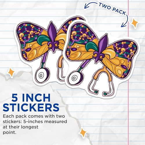 (2 Pack) Butterfly Nurse Stickers - Medical Professional Stickers - Nurse Appreciation - 5" On Longest Side - Sticks to Smooth Flat Surfaces - Made in USA - BMCS5228