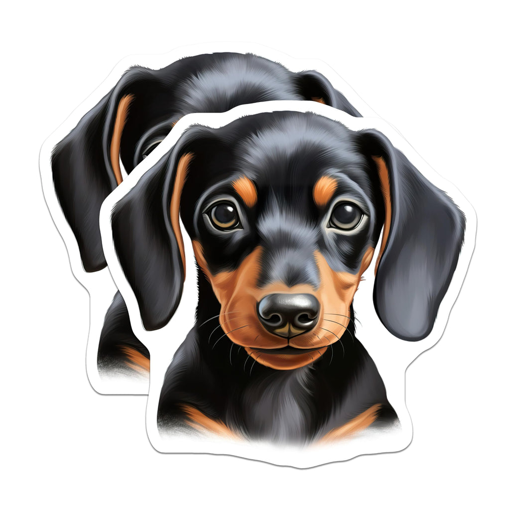 (2 Pack) Dachshund Puppy Magnets - Wiener Dog Decor - Pet Lover Refrigerator Art - 5 Inches On Longest Side - Thick Durable Magnet - Made in USA - MAG27993