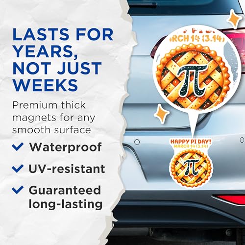 (2 Pack) Happy Pi Day Magnets - Math Geek Decor - Perfect for Pi Day - 5" On Longest Side - for Cars, Fridges, Toolboxes - Made in USA - MAG8170
