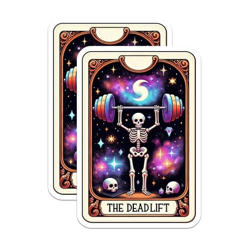 (2 Pack) Deadlift Skeleton Stickers - Workout Motivational Stickers - Gym Enthusiast Stickers - 5" On Longest Side - Sticks to Smooth Flat Surfaces - Made in USA - BMCS5383