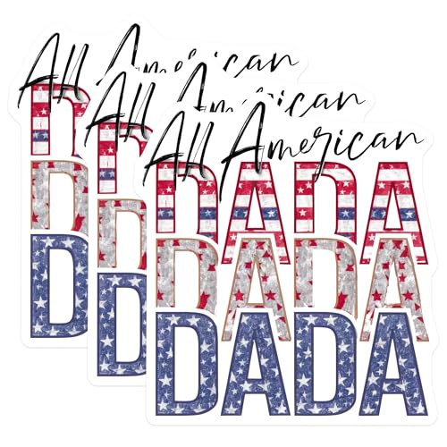 (3 Pack) All American Dads Decals - Patriotic Fathers - USA Flag Stickers - 3 Inches On Longest Side - Easy Peel & Apply - Made in USA - 3MCS7260