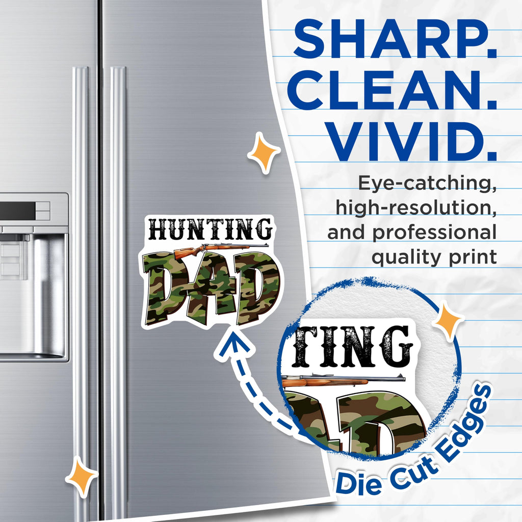 (2 Pack) Hunting Dad Magnets - Camo Dad Decor - Gun Lover Fridge Magnets - 5" On Longest Side - Premium Magnet - for Cars, Refrigerators, Toolboxes, Lockers - Made in USA - MAG15557