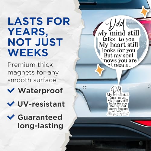 (2 Pack) Dad My Mind Talks to You Magnets - My Heart Looks for You Magnets - My Soul Knows You are at Peace Magnets - 5" On Longest Side - for Toolboxes, Lockers - Made in USA BMCS3073