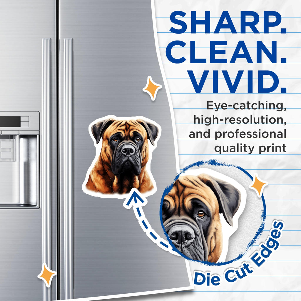 (2 Pack) Bullmastiff Magnets - Dog Breed Art - Pet Owner Decor - 5 Inches On Longest Side - Thick Durable Magnet - Made in USA - MAG29323
