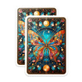 (2 Pack) Stained Glass Butterfly Magnets - Vibrant Celestial Moth Art - Cosmic Starry Fridge Locker Kitchen Decor - 5 Inches On Longest Side - Thick Durable Magnet - Made in USA - MAG20518