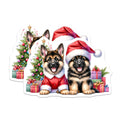 (2 Pack) German Shepherd Christmas Puppies Magnets - Santa Dog Holiday Decor - Cute Animal Lover Refrigerator Magnets - 5 Inches On Longest Side - Thick Durable Magnet - Made in USA - MAG26424