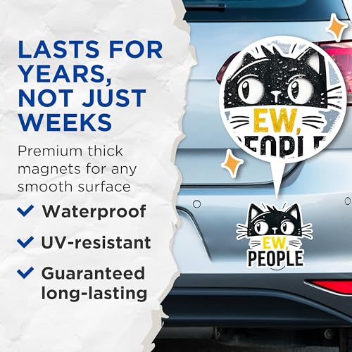 (2 Pack) Cat Lover Magnets - Funny Cat Quote Magnets - Ew People Magnets for Office or Refrigerator Decor- 5" On Longest Side - for Fridges, Toolboxes, Cars - Made in USA - MAG2788