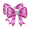 (2 Pack) Pink Bling Bow Magnets - Festive Snowflake Decor - Girly Refrigerator Magnets - 5 Inches On Longest Side - Thick Durable Magnet - Made in USA - MAG37764