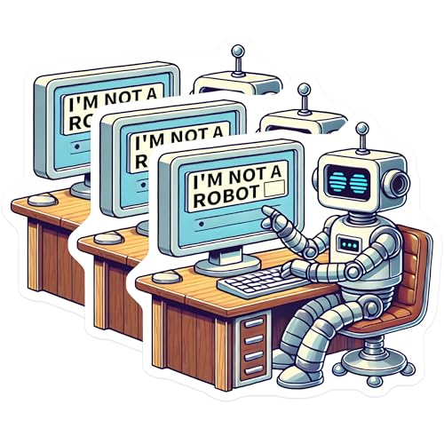 (3 Pack) I'm Not A Robot Decals - Funny Computer Decals - Laptop Decal Stickers - 3 Inches On Longest Side - Easy Peel & Apply - Made in USA - 3MCS6180