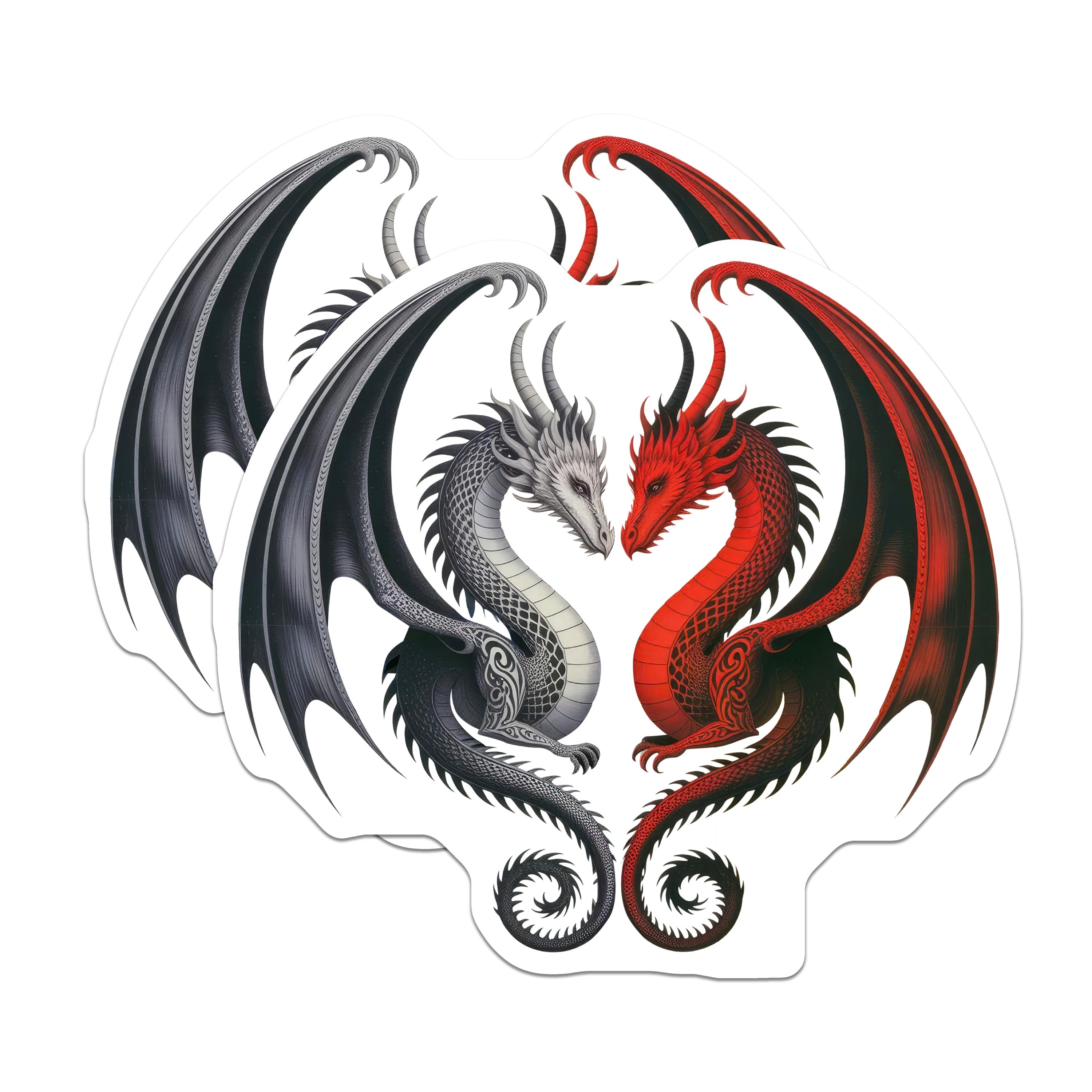 (2 Pack) Fantasy Dragon Magnets - Yin Yang Dragons Art - Mythical Creature Decor - Gothic Dragon Couple Fridge Magnet - Anniversary - 5" - Durable Magnet - Made in USA - MAG38055
