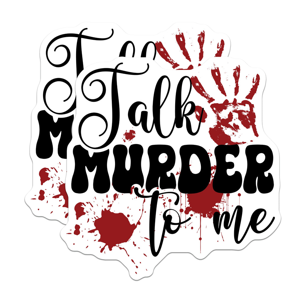 (2 Pack) True Crime Fan Magnets - Murderino Refrigerator Decor - Dark Humor Spooky Home Accent - Talk Murder to Me - 5 Inches On Longest Side - Thick Durable Magnet - Made in USA - MAG37806