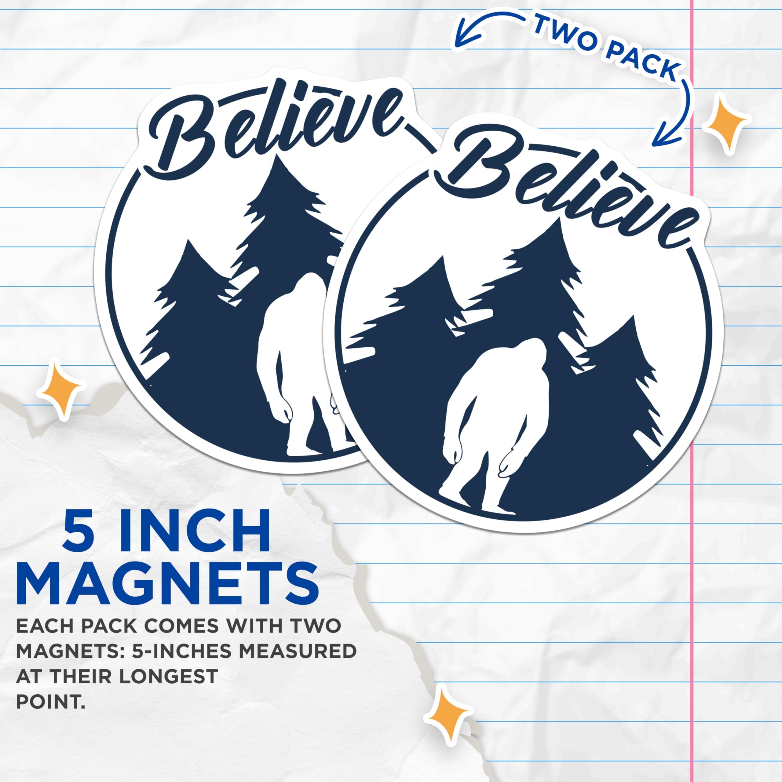 (2 Pack) Bigfoot Magnets - Sasquatch Believe Forest Adventure Decor - Cryptid Creature Folklore Art - Mythical Legend - 5 Inches On Longest Side - Thick Durable Magnet - Made in USA - MAG21854